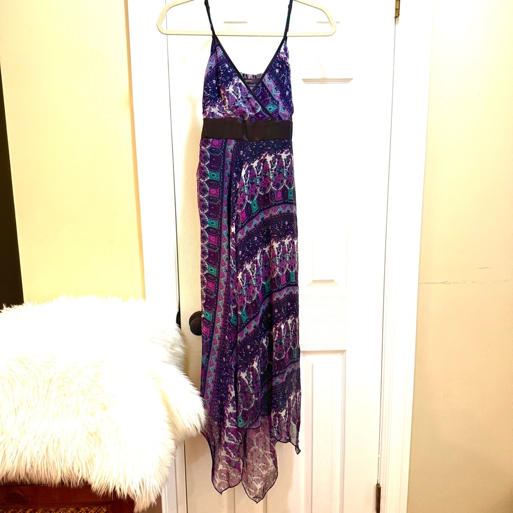 Elegant Purple Maxi Dress babydoll Hanky hem